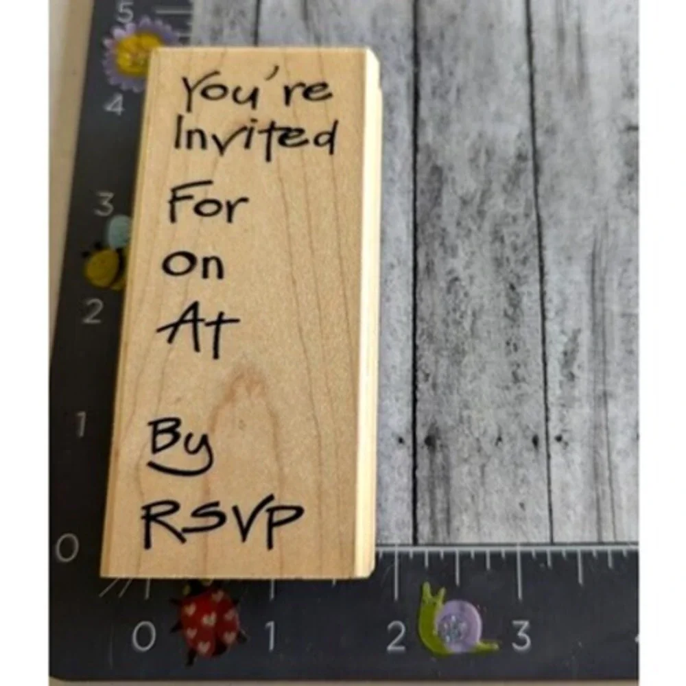 Stampendous Modern Invite N163 RSVP 2006 Rubber Stamp Wood #D40